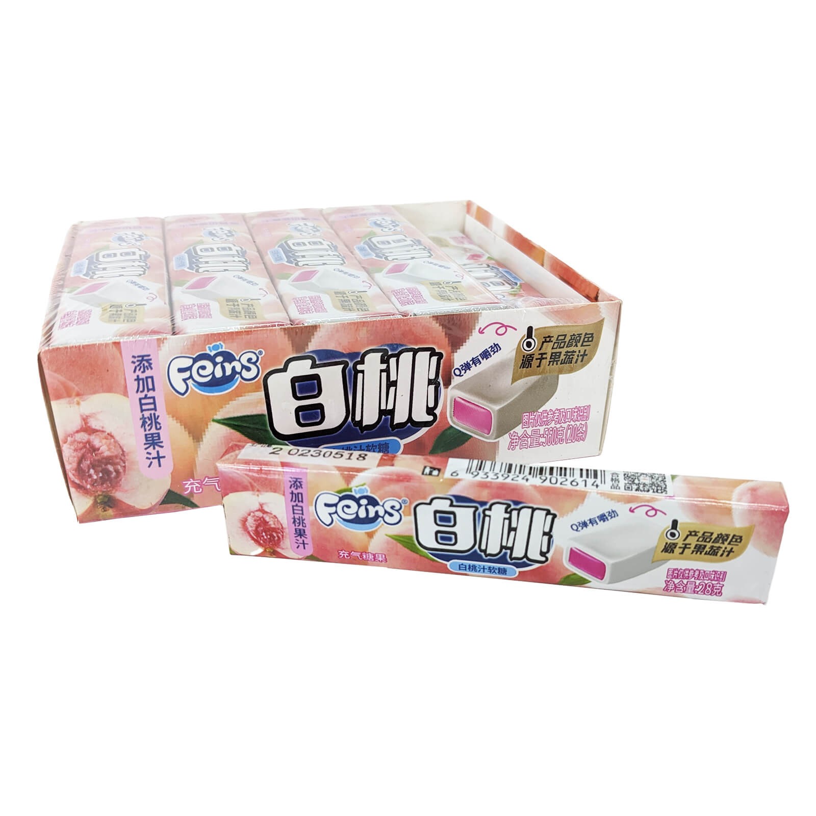 Купить Жевательные конфеты Feins NEW со вкусом персика 28 гр (20 шт в ...