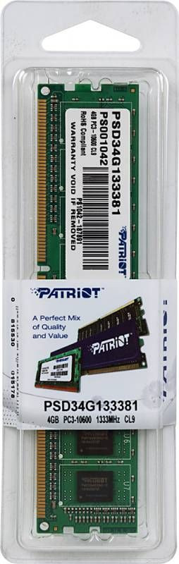 Patriot Psd34g133381 Psd34g133381 Купить Память DDR3 4Gb 1333MHz