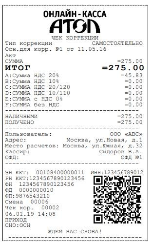 Коррекция продажи Атол 91Ф, 92Ф рис. 5